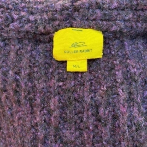 Roller Rabbit Womens Long Duster Sweater Cardigan Purple Size Medium Large Cable - Picture 2 of 4